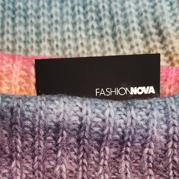 Multicolor Off-Shoulder Knit Dress - Picture 5 of 5